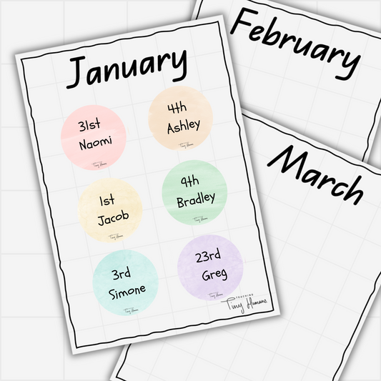 Birthday Charts - Tiny Humans Collection - Teaching Tiny Humans