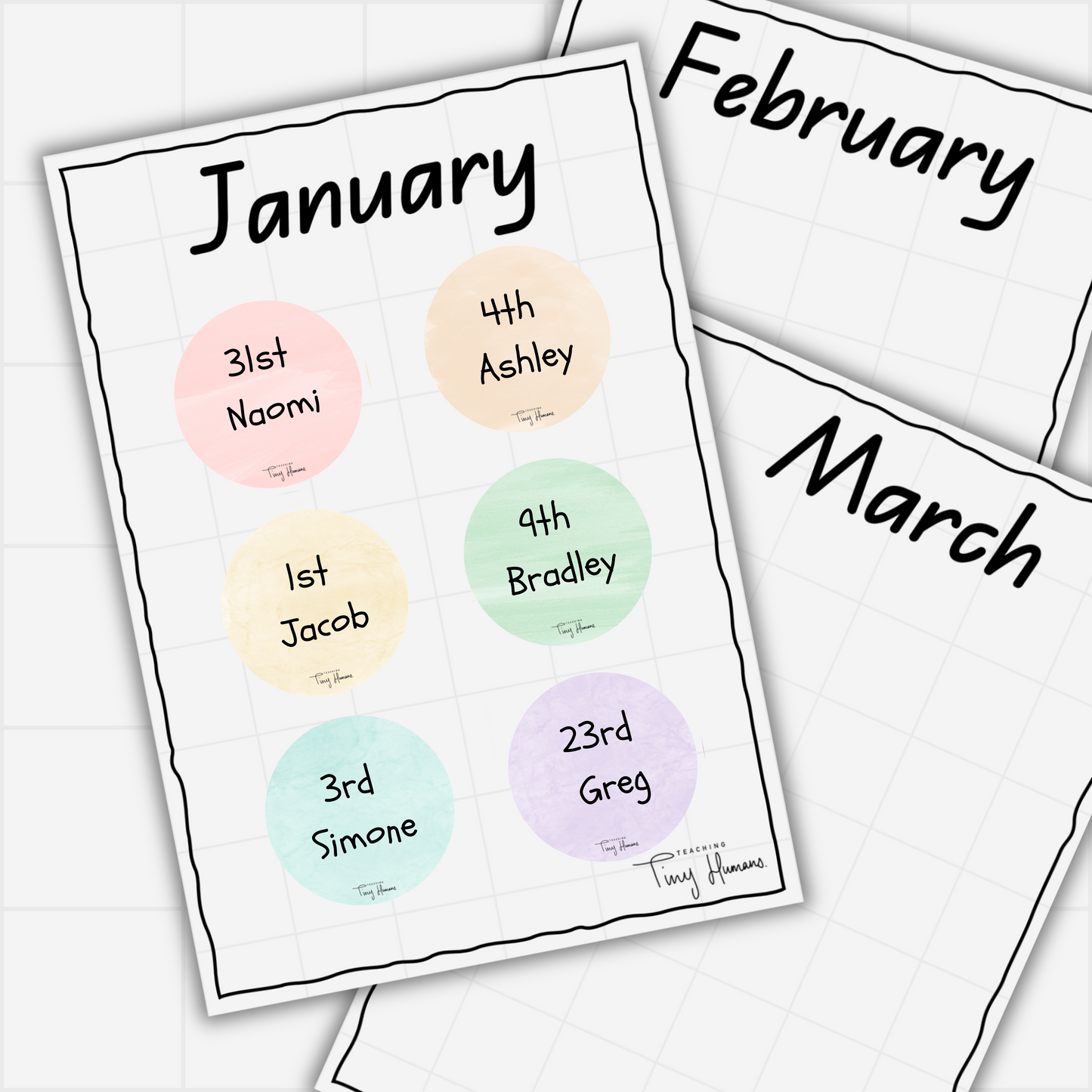 Birthday Charts - Tiny Humans Collection - Teaching Tiny Humans
