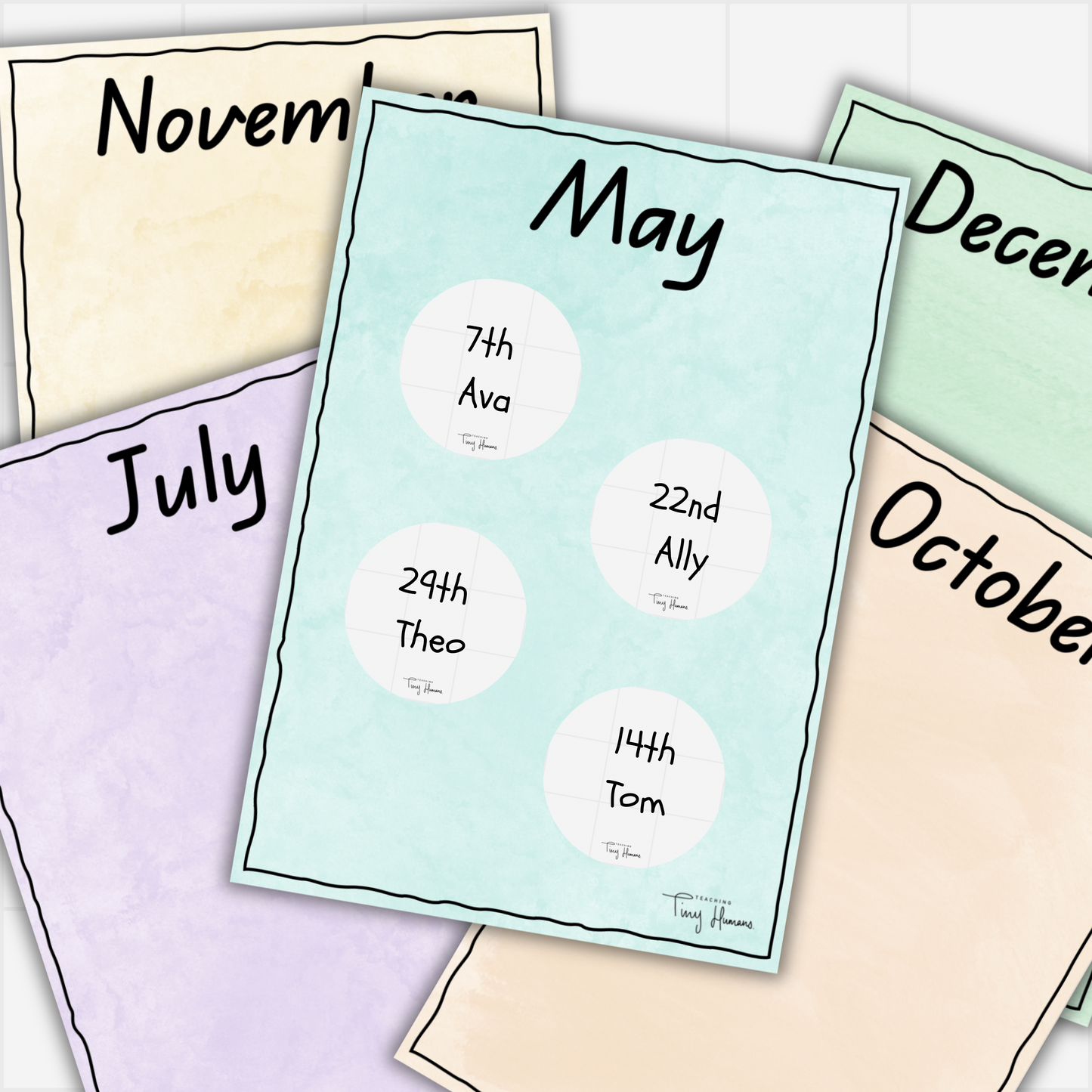 Birthday Charts - Tiny Humans Collection - Teaching Tiny Humans