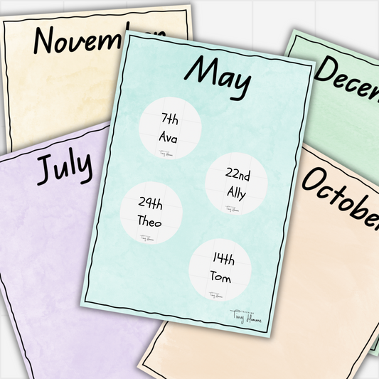 Birthday Charts - Tiny Humans Collection - Teaching Tiny Humans