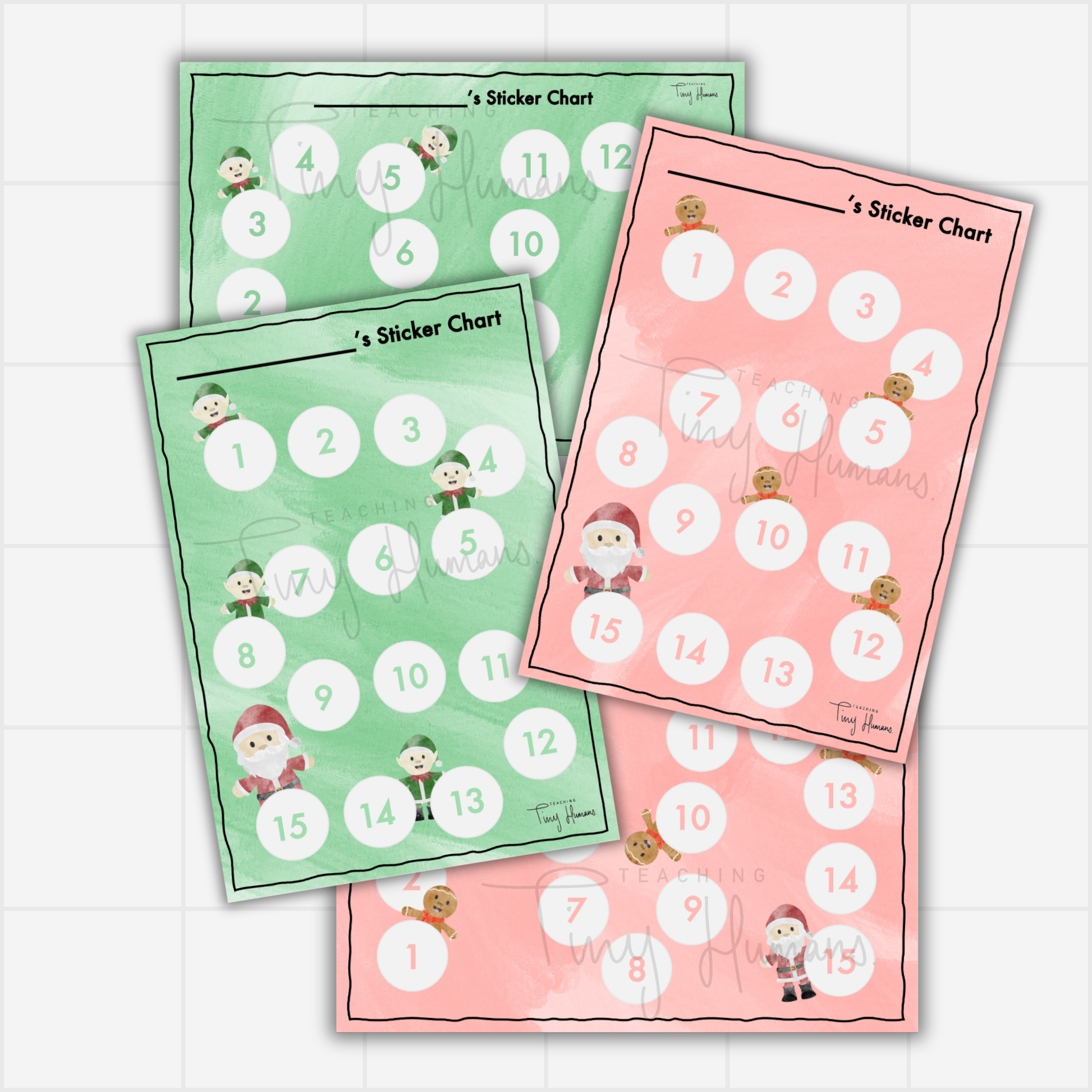 Christmas Sticker Charts - Tiny Christmas Collection - Teaching Tiny Humans