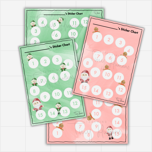 Christmas Sticker Charts - Tiny Christmas Collection - Teaching Tiny Humans