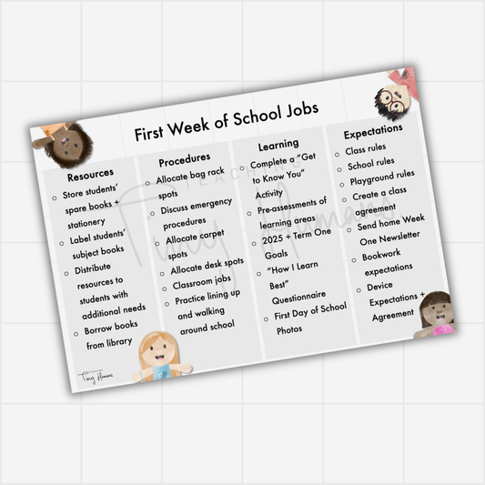 First Week of School Jobs Checklist - Teaching Tiny Humans