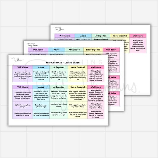 Year One HASS Criteria - Teaching Tiny Humans